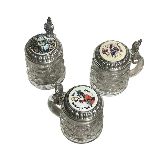 Vintage Original Schnapskrugerl BMF Mini Glass Stein Made In Germany Lot of 3 - Picture 1 of 10